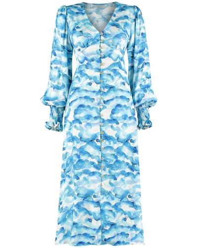 Lavaand The Lucy Long Sleeve Midi Dress In Sky - Blue