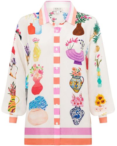 Bonita Collective The Happiness In A Vase Silky Shirt - Pink