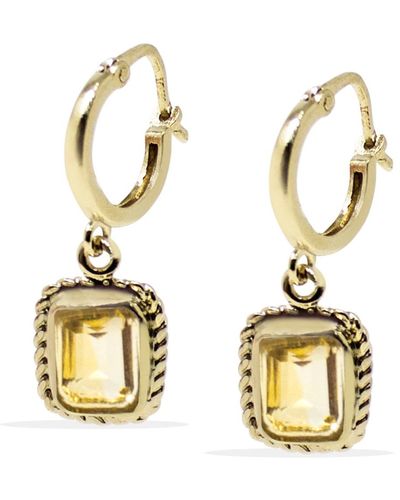 Vintouch Italy Luccichio Gold Vermeil Citrine Hoop Earrings - Metallic