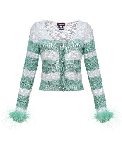 Andreeva Mint Handmade Knit Jumper With Pearl Buttons - Blue