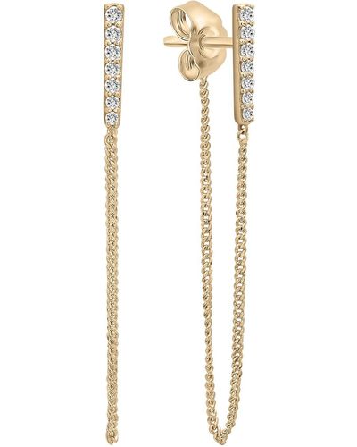 Miki & Jane Alisha- Diamond Bar Long Chain Earrings In 14k Yellow Gold - Metallic