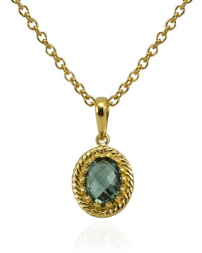Vintouch Italy Luccichio Green Agate Pendant Necklace - Metallic