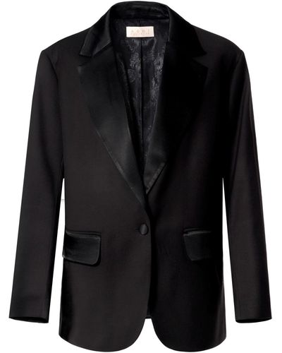 AGGI Alex Fashion Blazer Long Oversized Blazer - Black