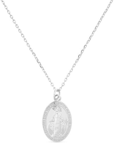 Elk & Bloom Dainty Sterling Virgin Mary Miraculous Medal Choker Necklace - Metallic