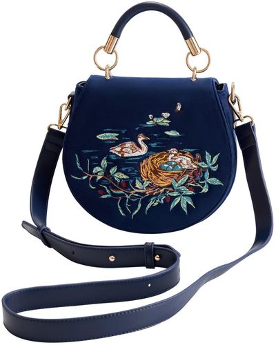 Fable Blue Tit Embroidered Mini Saddle Bag, Fable England