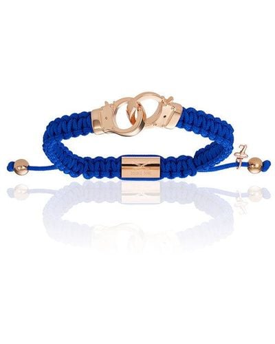 Double Bone Bracelets Pink Gold Hand-cuff With Polyester Bracelet - Blue