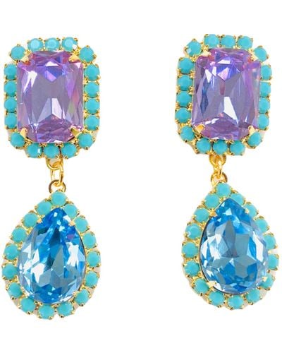 The Pink Reef Jewel Drop In Lavender And Light Sapphire - Blue