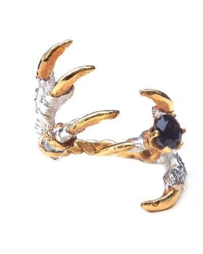Tessa Metcalfe Pigeon Grasp Claws With Sapphire Ring - Metallic