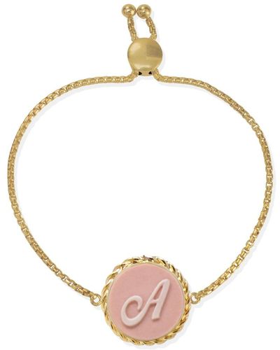 Vintouch Italy Gold Vermeil Pink Cameo Initial Bracelet - Metallic