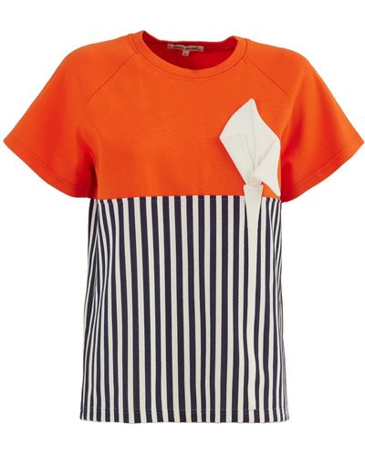 Julia Allert Designer T-shirt With Calla Flower Orange - Multicolor
