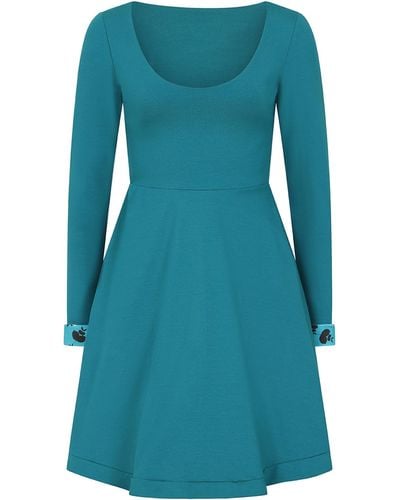 Sophie Cameron Davies Teal A-line Cotton Jersey Dress - Blue