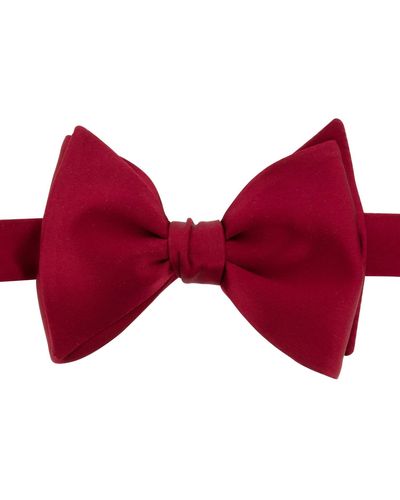 LE COLONEL Burgundy Silk Classic Bow Tie - Red