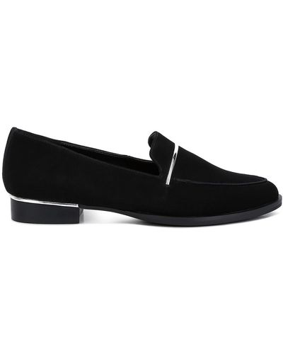 Rag & Co Paulina Suede Leather Loafers - Black