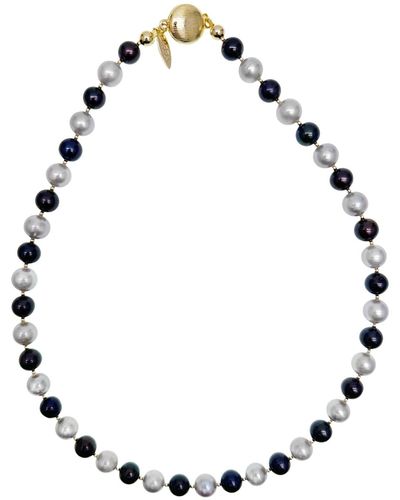 Farra Classic Grey And Black Natural Freshwater Pearls Necklace