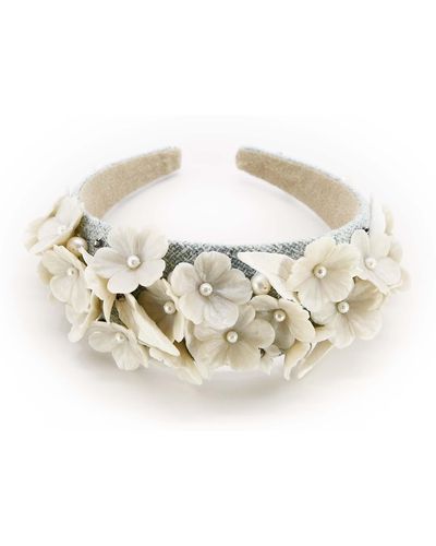 ADIBA Stephanotis Pearl Floral Handmade Headband - Metallic