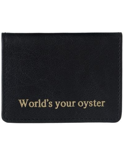 VIDA VIDA Worlds Your Oyster Leather Travel Card Holder - Black