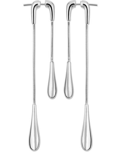 Lucy Quartermaine Double Drop Earrings Front And Back - White