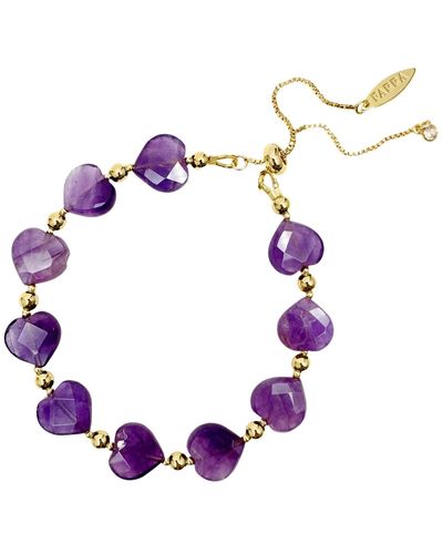 Farra Heart-shaped Amethyst Adjustable Bracelet - Purple