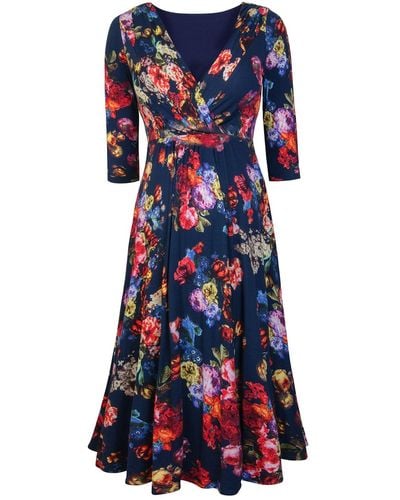 Alie Street London Annie Dress In Midnight Garden Floral - Blue