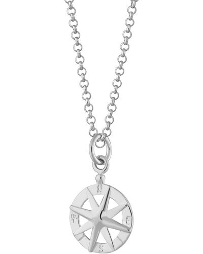 Lily Charmed Sterling Compass Necklace - Metallic