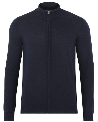 Paul James Knitwear S Lightweight Extra Fine Merino Zip Through Jumper - Blue
