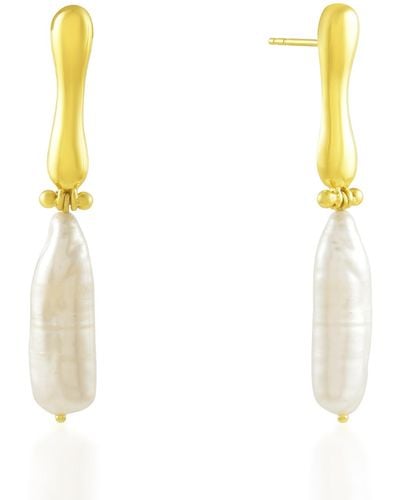 Arvino Baroque Pearl Drop Earring Vermeil - White