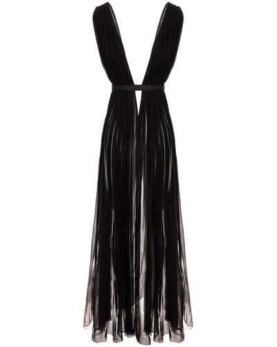 ROSERRY Santorini Cut Out Silk Tulle Dress In - Black