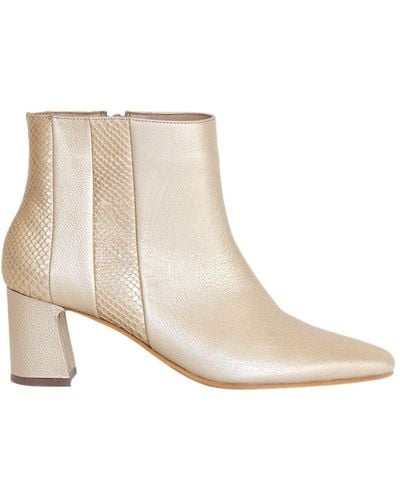Stivali New York Aurlene Ankle Booties In Metallic & Croc Embossed Leather - Natural