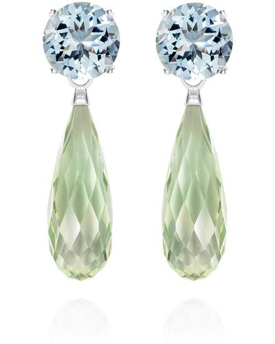 Augustine Jewels Green Amethyst & Aquamarine Drop Earrings - Blue