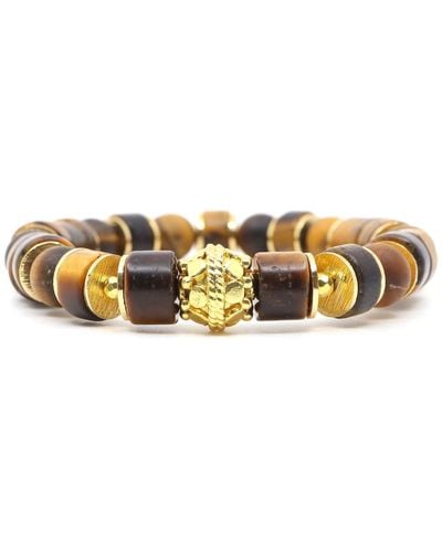 Shar Oke Matte Tiger Eye & Bali Beaded Bracelet - Metallic