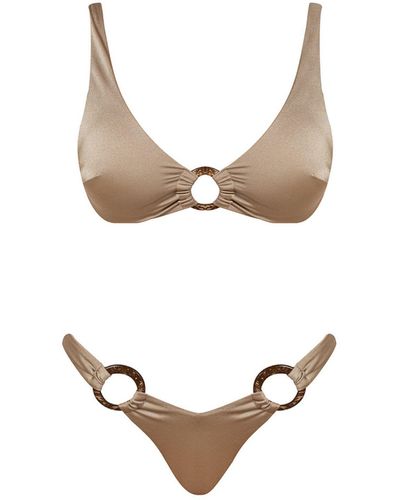 Cliché Reborn Coco Rings Bikini Set With Ring Details - Brown