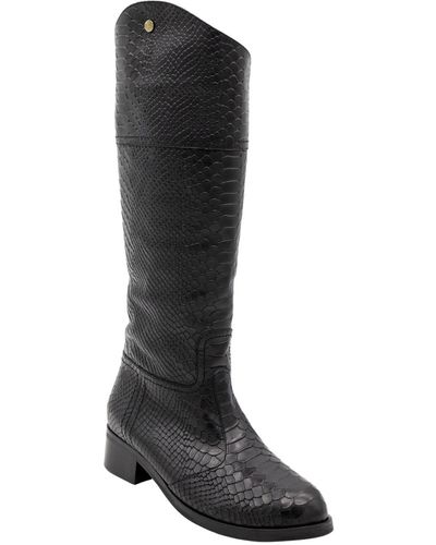 Stivali New York Awa Riding Boots In Embossed Leather - Black