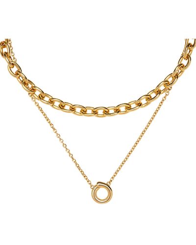 ille lan Como Pendant Necklace With Chunky Choker Chain - Metallic
