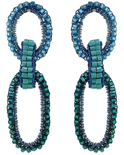 Lavish by Tricia Milaneze Ocean Blue Mix Stevie Handmade Crochet Earrings