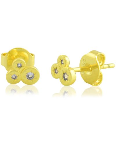 Arvino Three Stone Stud Earring - Yellow