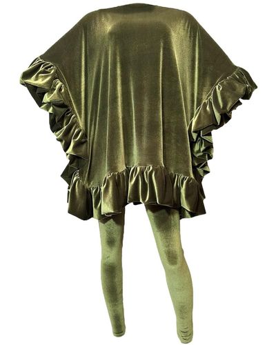 Julia Clancey Olive Mini Ruffle Dress & leggings Set - Green