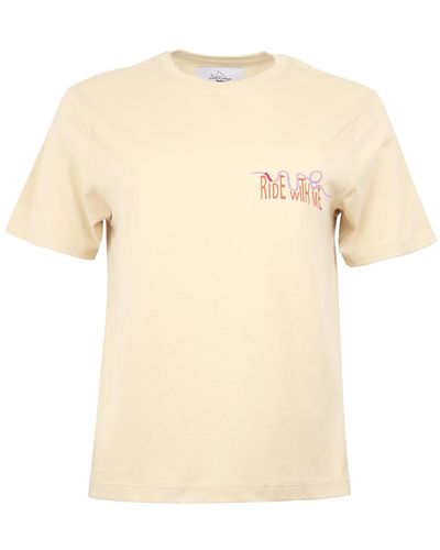 blonde gone rogue Neutrals Ride With Me Print Organic Cotton T-shirt In - Natural