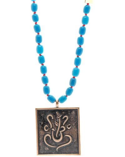 Ebru Jewelry Positive Life Turquoise Beaded Necklace - Blue
