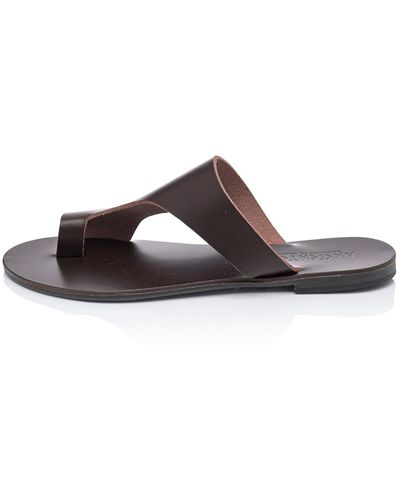 Ancientoo Celaeno Leather Contemporary Fashion Flip Flops With Toe Ring – 's Leather Slide Sandal - Brown