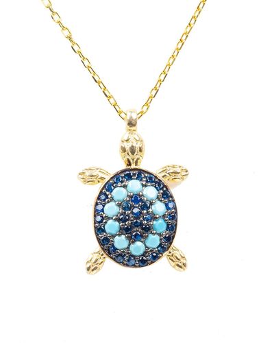 LÁTELITA London Turtle Turquoise Blue Pendant Necklace Gold