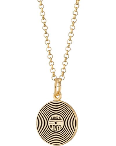 Lily Charmed Plated Vinyl Record Necklace - Metallic