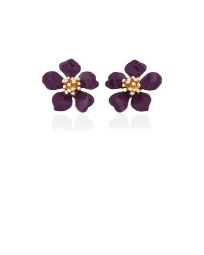 Milou Jewelry Purple Cherry Blossom Flower Earrings