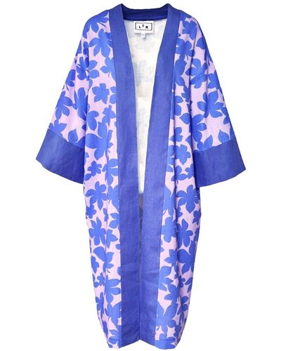L2R THE LABEL Kaftan Kimono - Blue