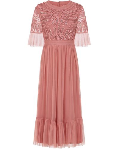 Frock and Frill Jenna Cornelli Sequin Midi Dress - Pink