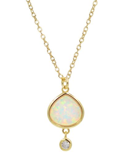 KAMARIA Best Friend Opal Pear Necklace With Crystal Drop - White