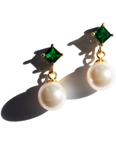 seree Diana Zircon Pearl Drop Earrings - Multicolor