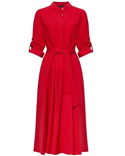 James Lakeland Roll Sleeve Midi Dress - Red