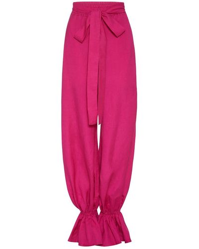 KAHINDO High-waisted Tie-ankle Abusimbel Trousers - Pink