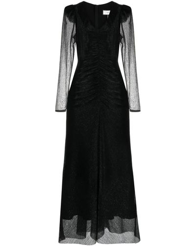Nissa Lurex Thread Midi Dress - Black