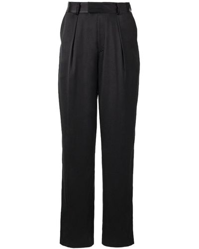 Lita Couture Wide-leg Silk Pants In - Black